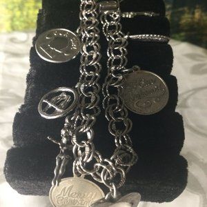 STERLING SILVER CHARM BRACELET PLUS 8 FREE CHARMS